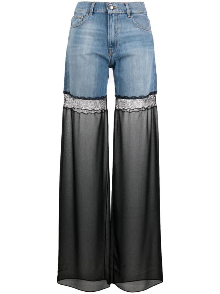 Nensi Dojaka tulle-panel straight-leg jeans - Blue Cover