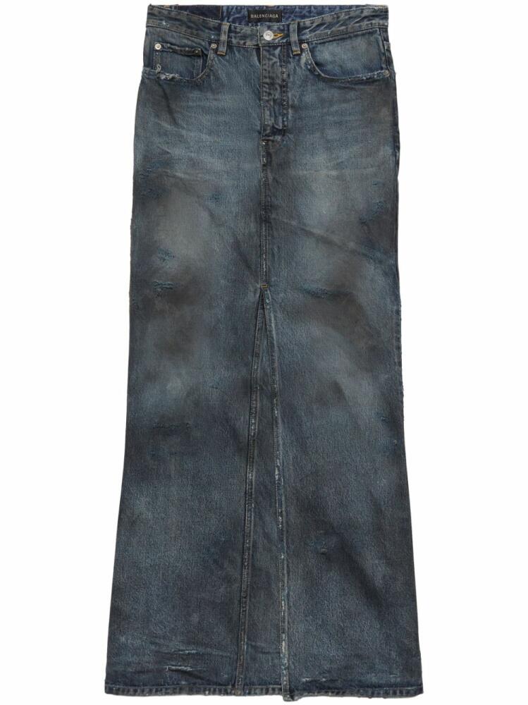 Balenciaga distressed denim maxi skirt - Grey Cover