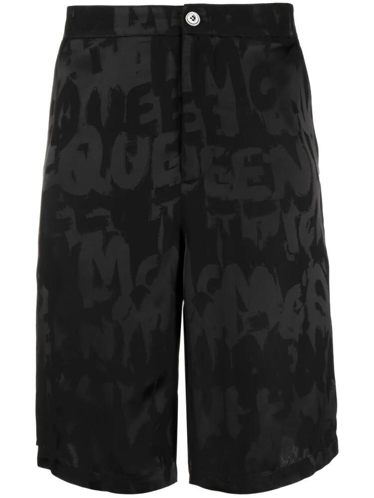 Alexander McQueen Graffiti logo-jacquard shorts - Black Cover