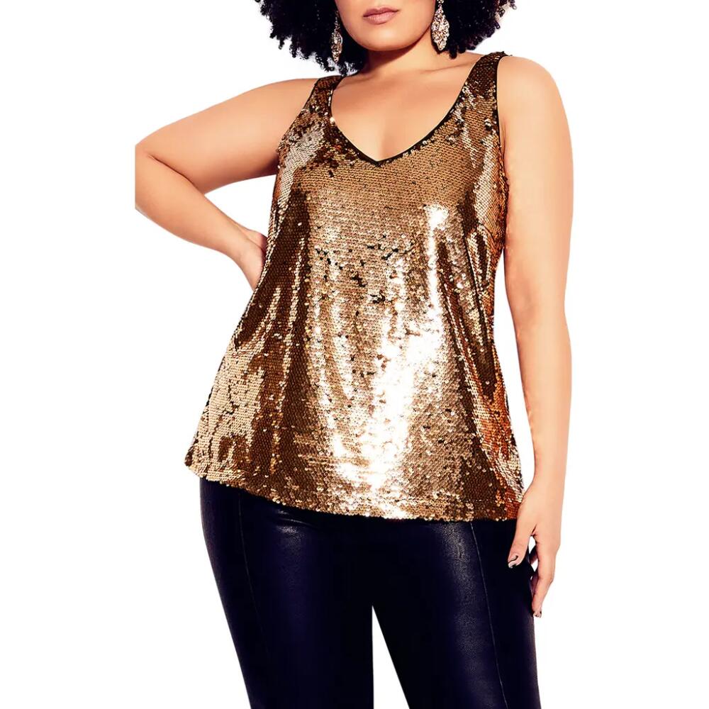 City Chic Razzle Dazzle Sequin Camisole in Bronze Cover