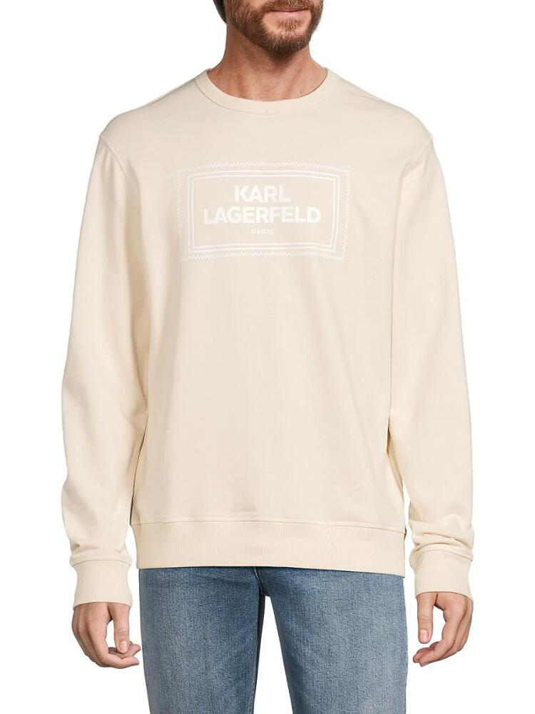 Karl Lagerfeld Paris Men's Logo French Terry Sweatshirt - Beige Cover