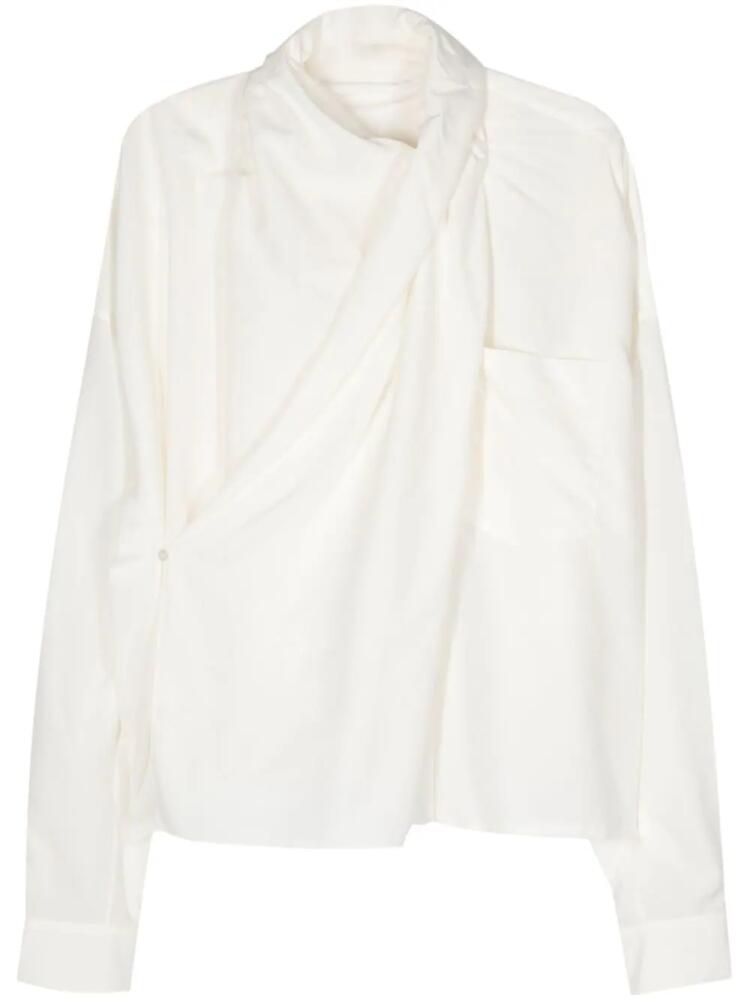 QUIRA textured shawl blouse - White Cover