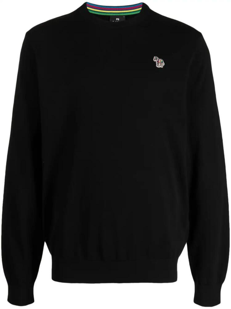 PS Paul Smith zebra-patch crew-neck jumper - Black Cover