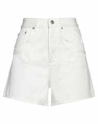 Maje Woman Denim shorts White Cotton, Polyester Cover