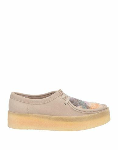 Clarks Woman Lace-up shoes Light grey Leather, Textile fibers Cover