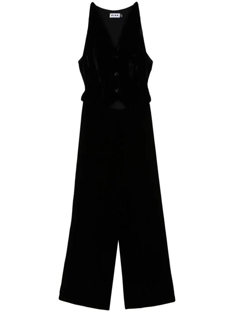 Rixo wide-leg velvet jumpsuit - Black Cover