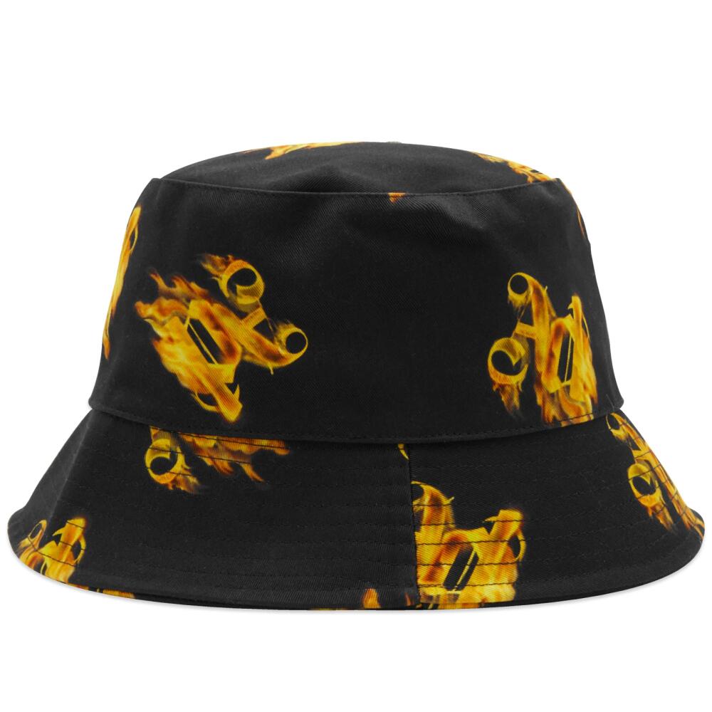 Palm Angels Men's Burning Monogram Bucket Hat in Black Cover