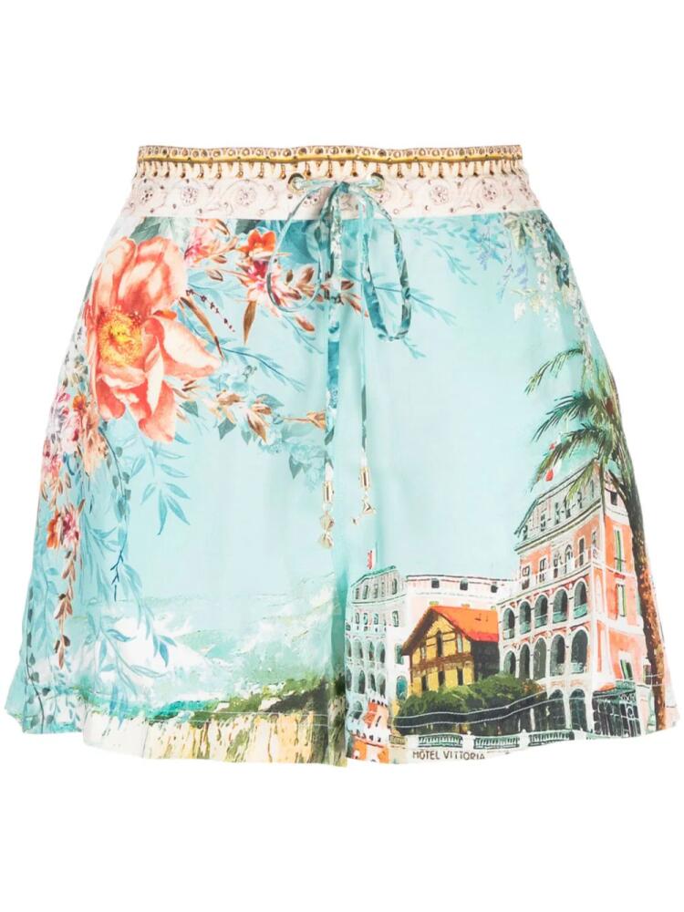 Camilla From Sorrento-print silk shorts - Multicolour Cover