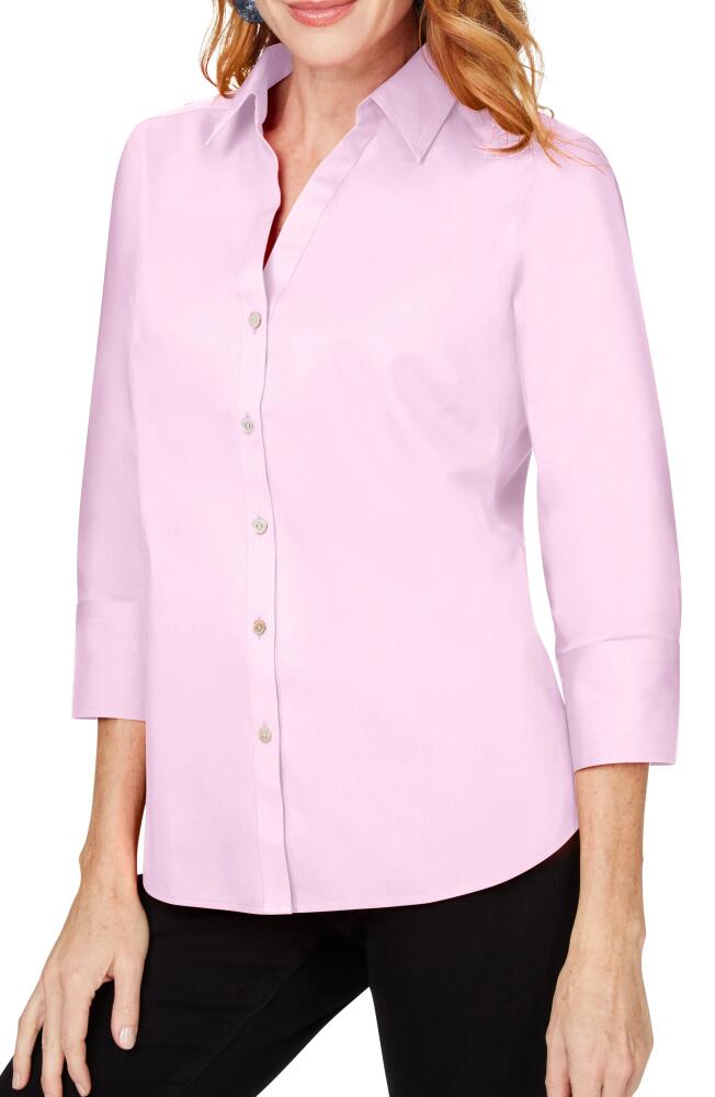 Foxcroft Mary Button-Up Blouse in Pink Whisper Cover