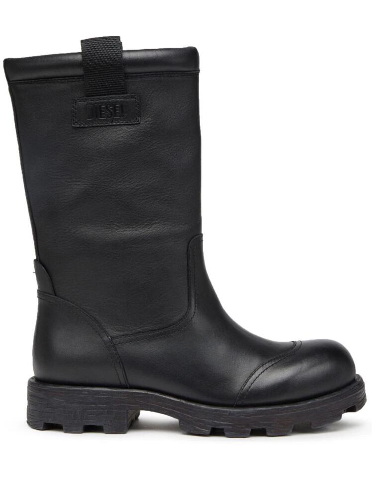 Diesel D-Hammer Hb logo-appliqué leather boots - Black Cover