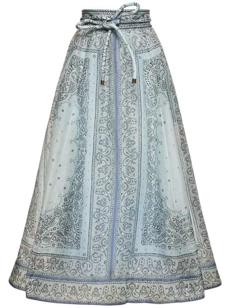 ZIMMERMANN Matchmaker Gathered Linen Midi Skirt Cover