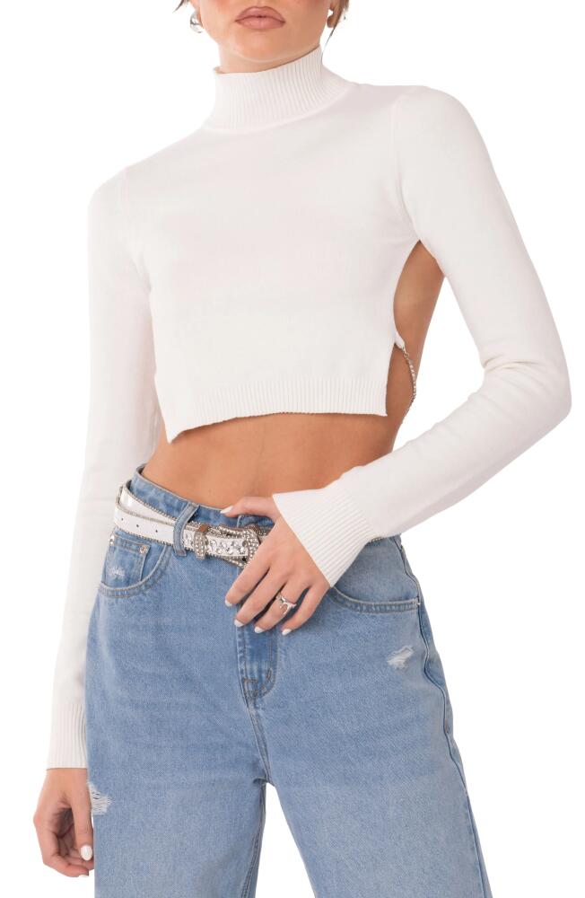 EDIKTED Jenna Open Back Diamante Strap Crop Sweater in White Cover