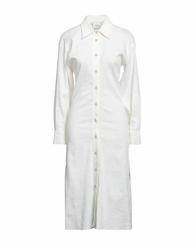 Alysi Woman Midi dress Off white Linen, Viscose, Elastane Cover