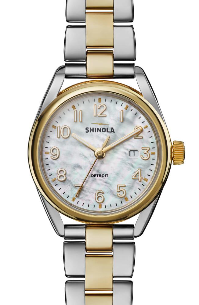 Shinola Derby Two-Tone Bracelet Watch, 38mm in Two Tone/Mop Cover