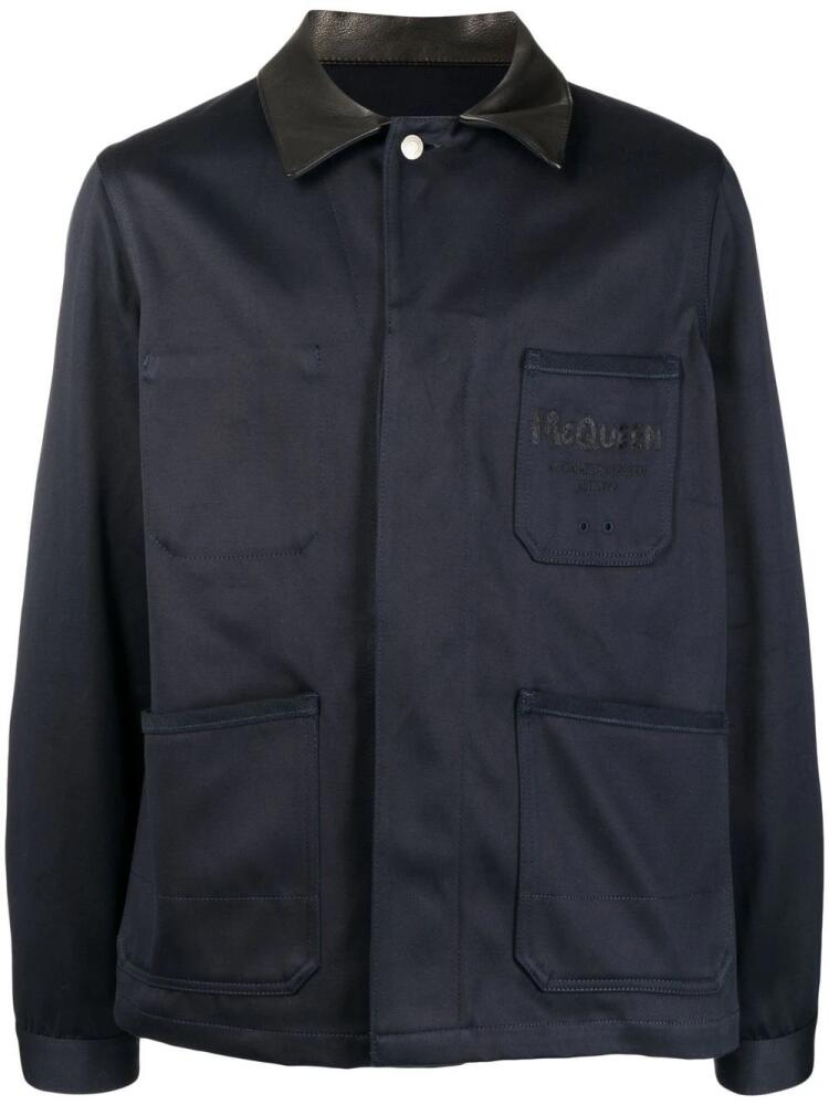 Alexander McQueen logo-print shirt jacket - Blue Cover