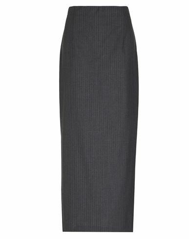 8 By Yoox Column Long Skirt W/ Back Split Woman Maxi skirt Steel grey Wool Cover