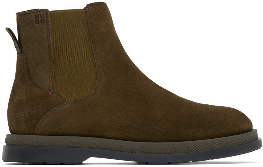 Hugo Khaki Suede Chelsea Boots Cover