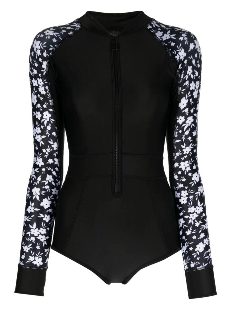 Duskii floral-print zip-up swimsuit - Black Cover