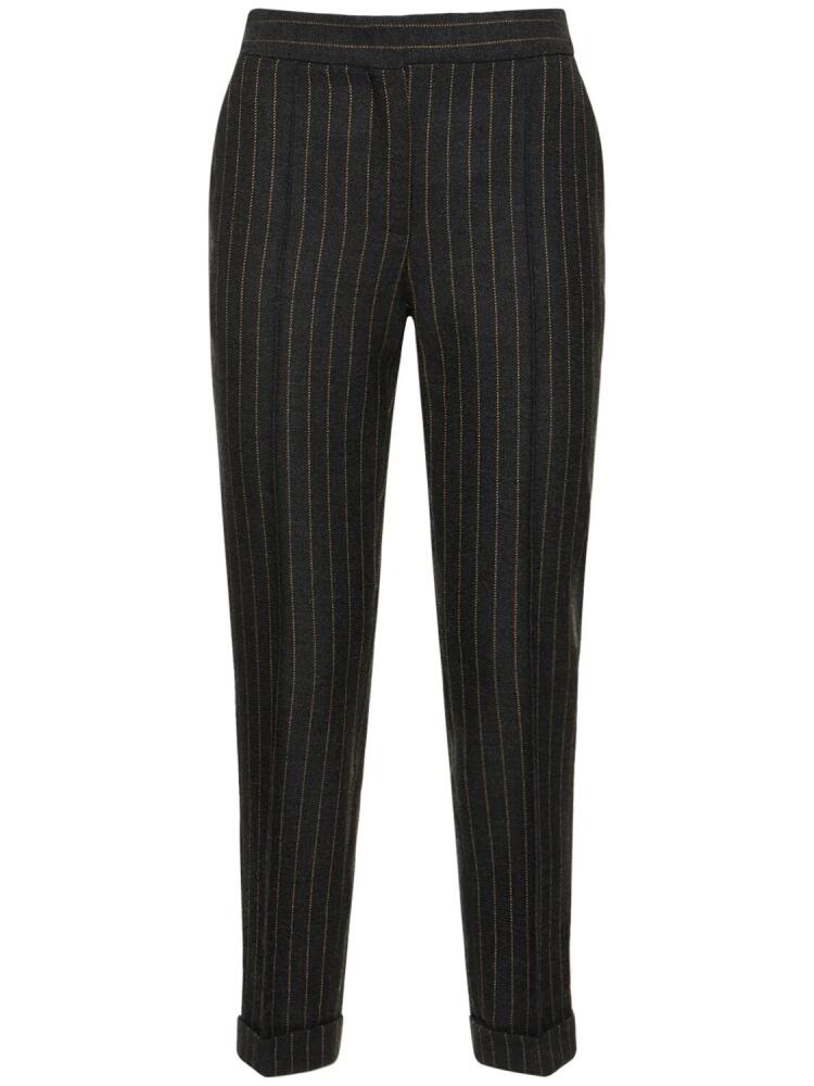 MOSCHINO Pinstripe Wool Straight Pants Cover