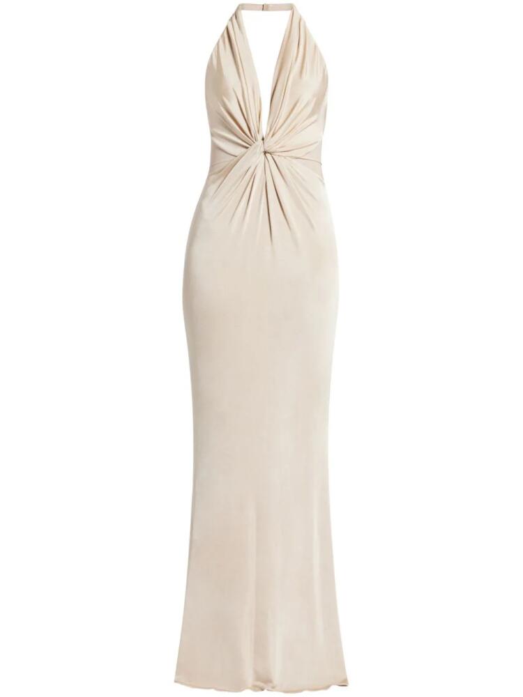 TOM FORD knot-detail halterneck maxi dress - Neutrals Cover