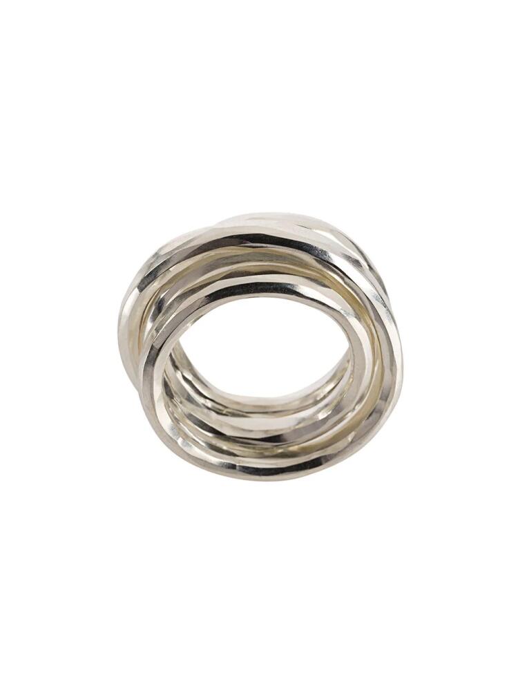 WERKSTATT:MÜNCHEN multi band hammered ring - Metallic Cover