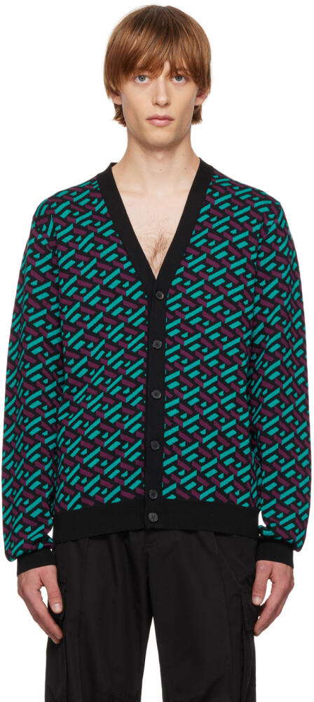 Versace Black La Greca Cardigan Cover