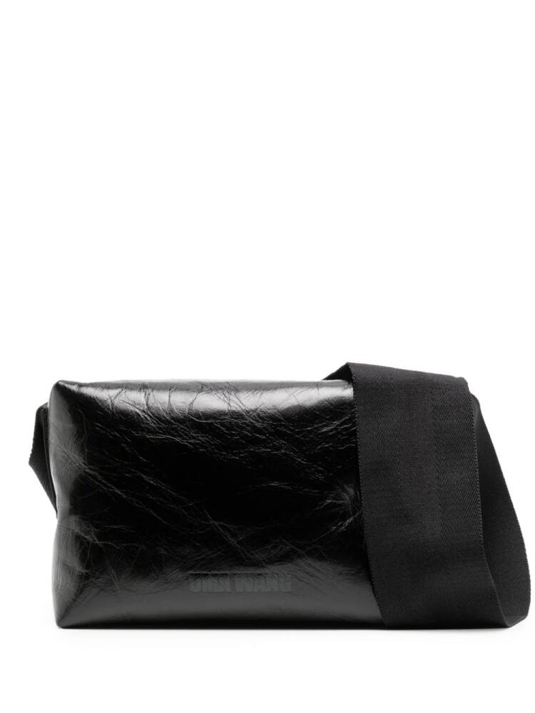 Uma Wang logo-embossed leather shoulder bag - Black Cover