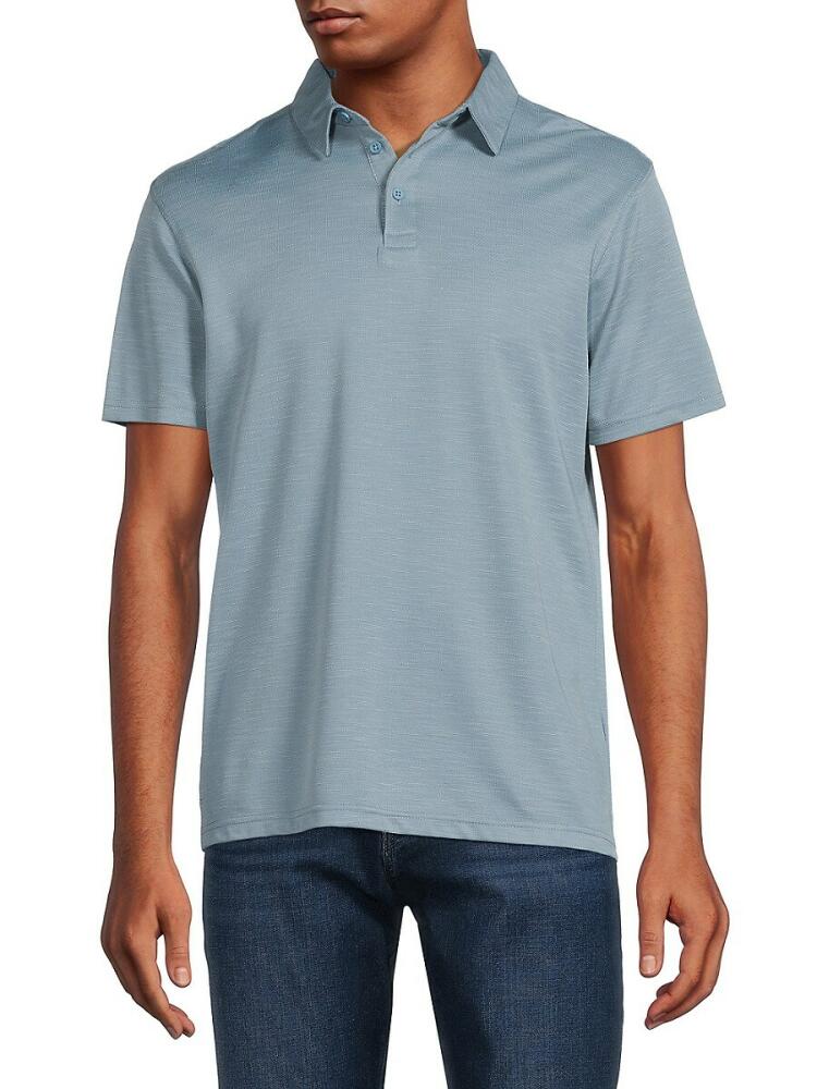 Saks Fifth Avenue Men's Knit Short Sleeve Polo - Mineral Blue Cover