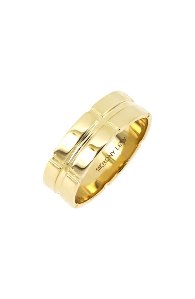 Bony Levy Men's 14K Gold Ridged Ring in 14K Yellow Gold Cover