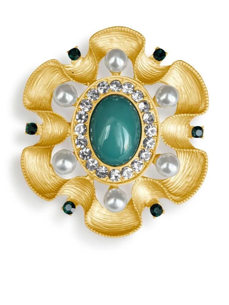 Hzmer Jewelry faux-pearl embellished brooch - Gold Cover