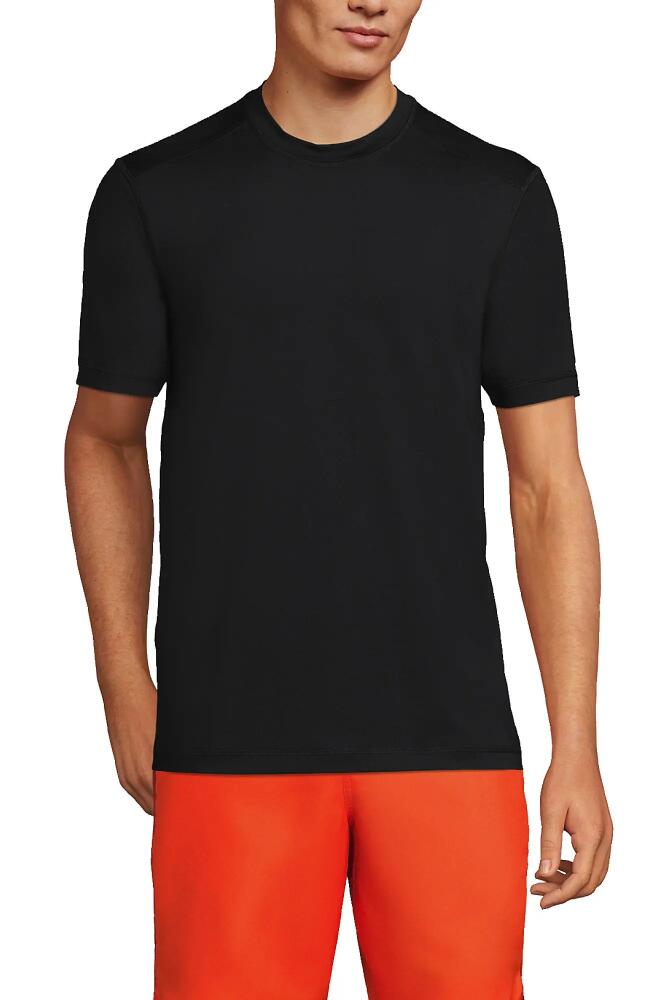 Lands' End Short Sleeve Swim Tee Rash Guard in Black Cover