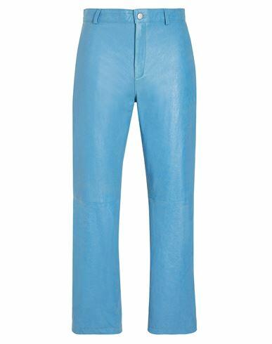 8 By Yoox Leather Wide Leg Pants Man Pants Azure Lambskin Cover