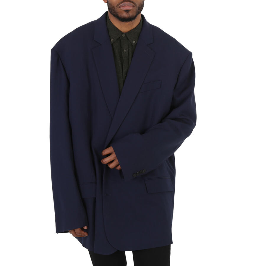 Balenciaga Navy Wool Single-Breasted Blazer Jacket Cover