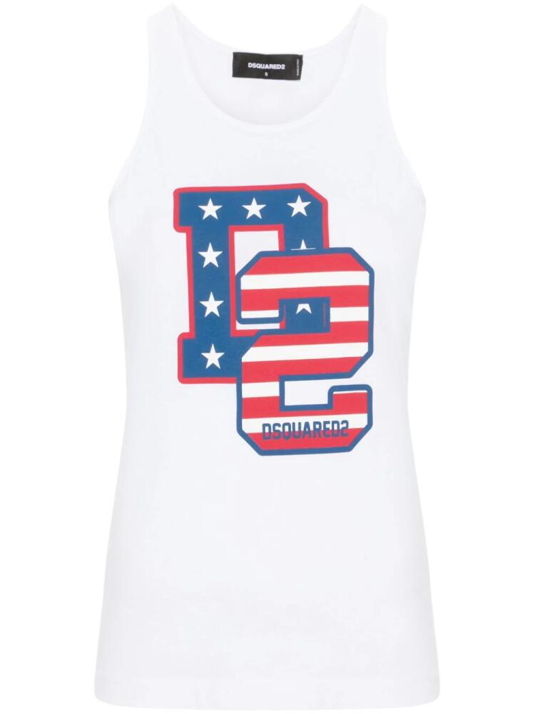 DSQUARED2 logo-print cotton tank top - White Cover