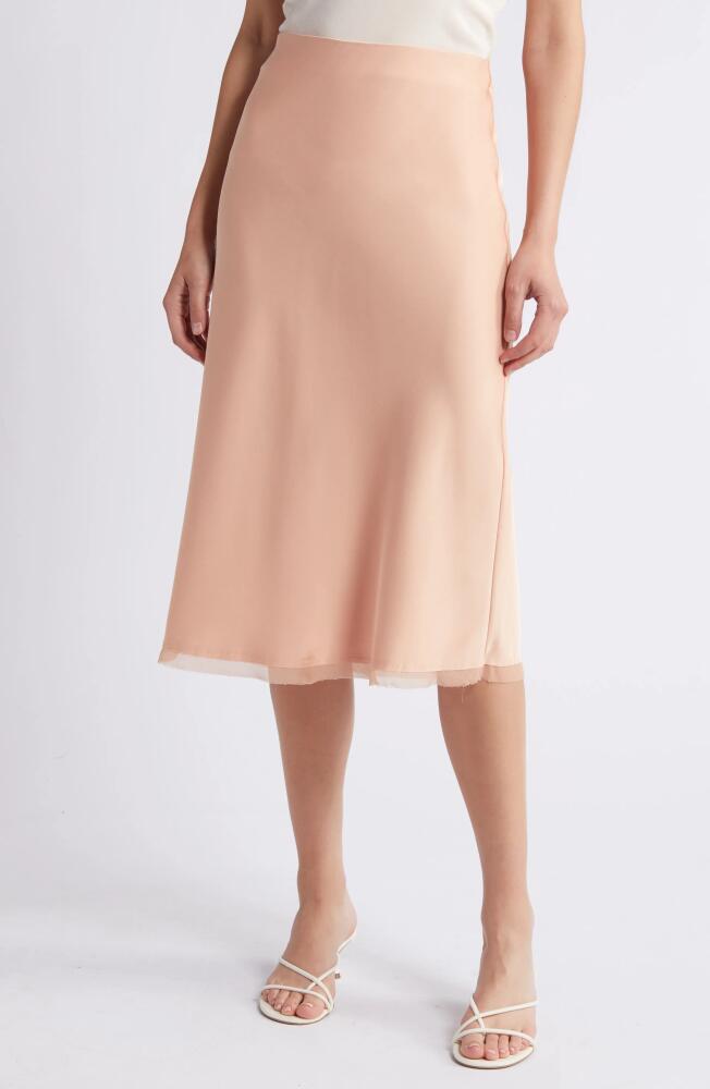 RUE SOPHIE Kat Satin Midi Skirt in Cantaloupe Cover