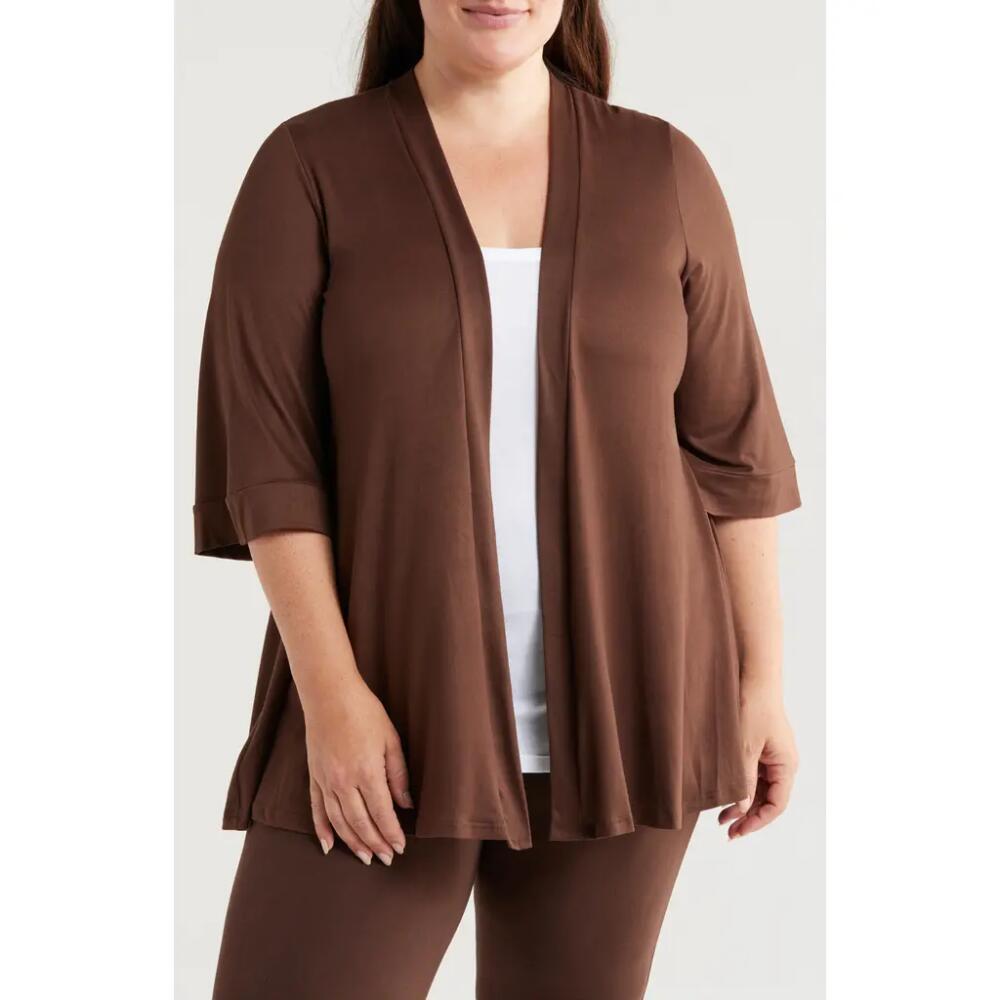 24seven Comfort Apparel Open Front Cardigan in Brown Cover