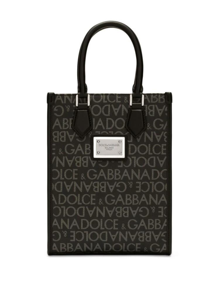 Dolce & Gabbana logo-print cotton-blend tote bag - Black Cover