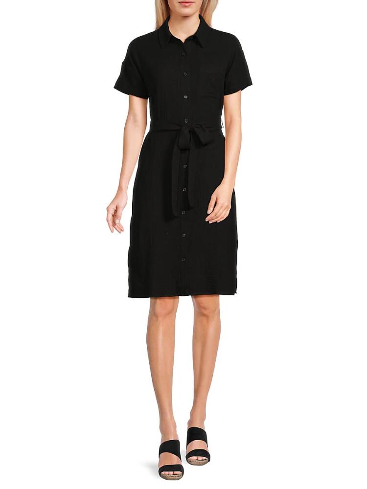 Saks Fifth Avenue Women's Belted Knee Length Shirtdress - Black Cover