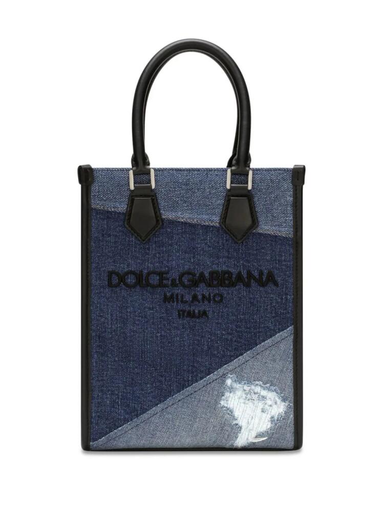 Dolce & Gabbana patchwork-detailing cotton-blend tote bag - Blue Cover