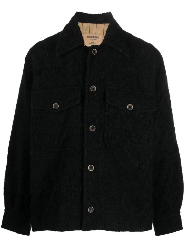 Uma Wang distressed-effect knitted shirt jacket - Black Cover