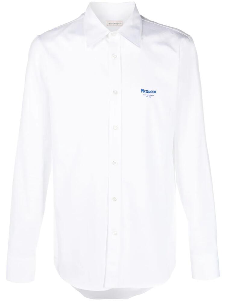 Alexander McQueen logo-print long-sleeve shirt - White Cover