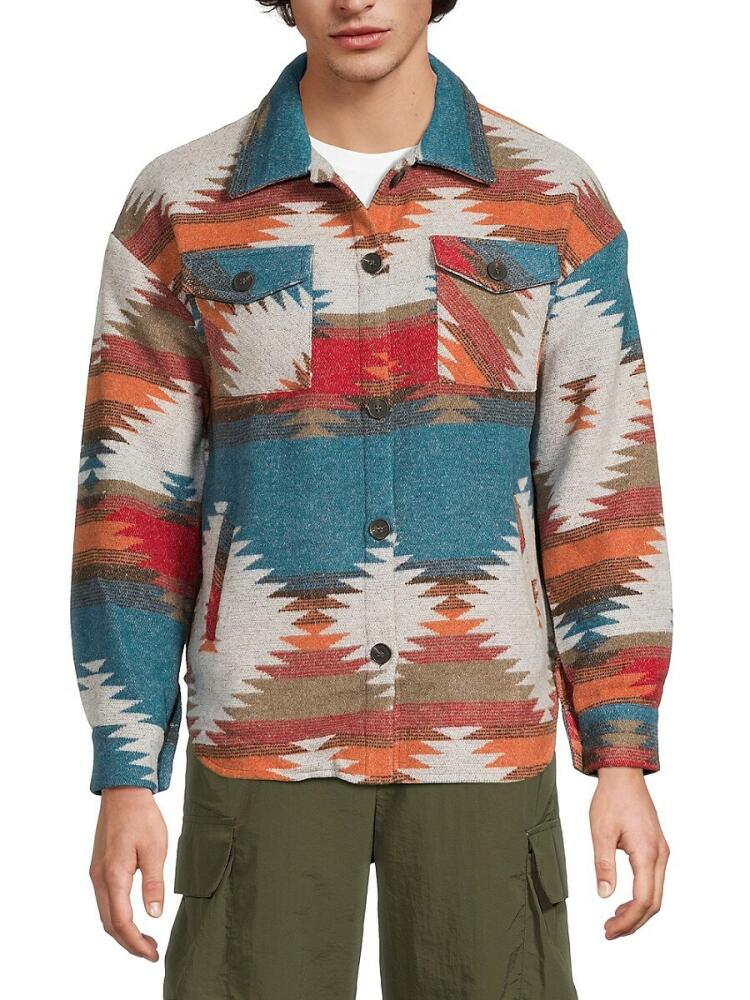 American Stitch Men's Geometric Print Shirt Jacket - Blue Multicolor Cover