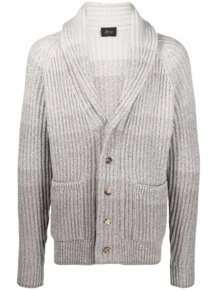 Brioni ombré-effect chunky-knit cardigan - Grey Cover