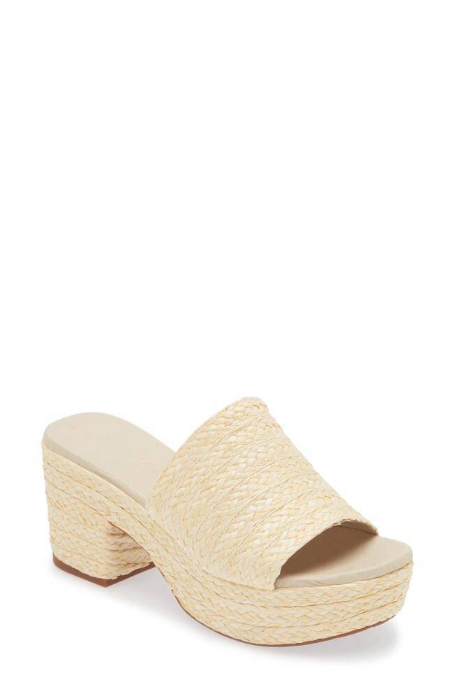 Chocolat Blu Raffia Platform Slide Sandal in Cream Raffia Cover