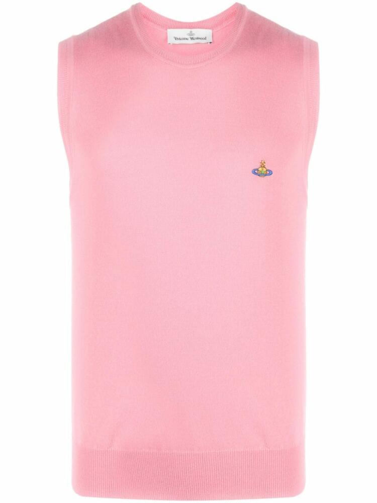 Vivienne Westwood Orb-embroidered virgin wool vest - Pink Cover