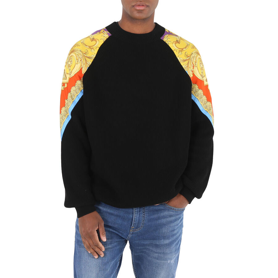 Versace Mens Barocco Goddess Night Print Ribbed Jumper Cover