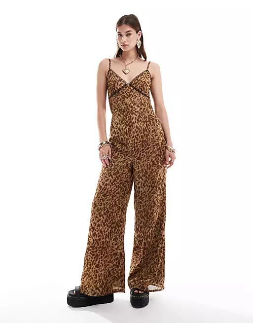 Reclaimed Vintage cami jumpsuit in animal print-Multi Cover