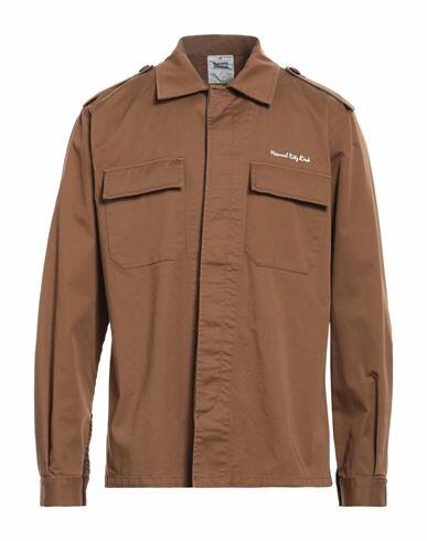 Manuel Ritz Man Shirt Camel Cotton, Elastane Cover