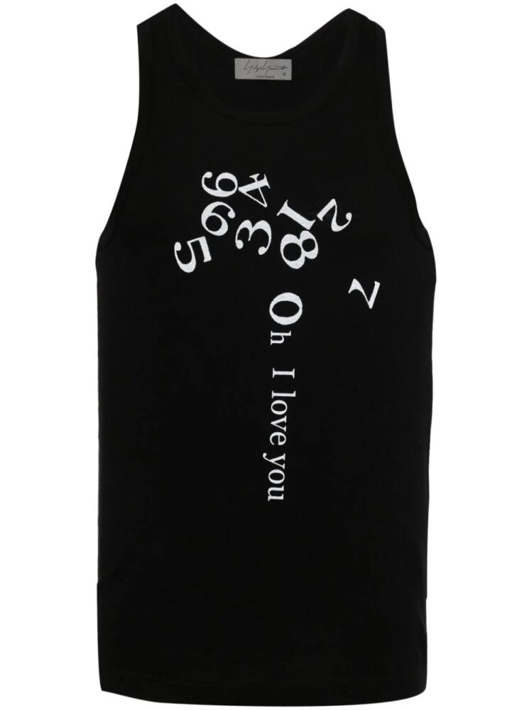 Yohji Yamamoto numbers-print cotton tank top - Black Cover