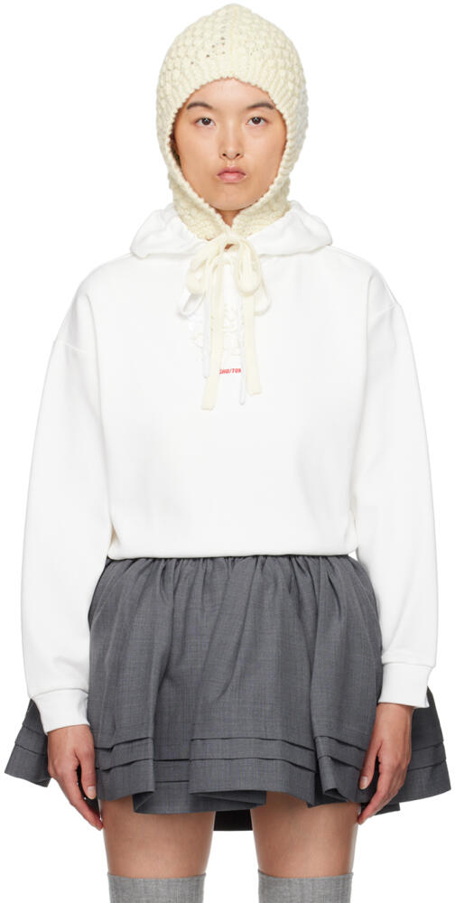 SHUSHU/TONG White Embroidered-Logo Hoodie Cover